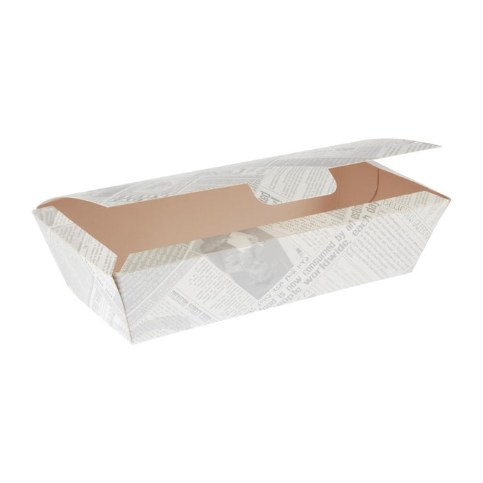 Colpac Compostable Food Boxes Newspaper Print 250mm (150 Pack) Colpac