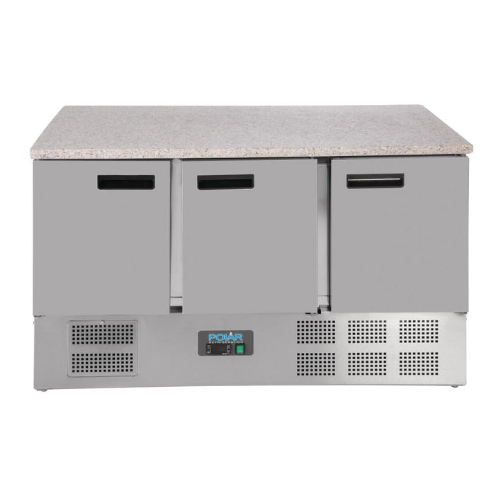 Polar G-Series 3 Door Counter Fridge with Granite Work Top 368Ltr Polar