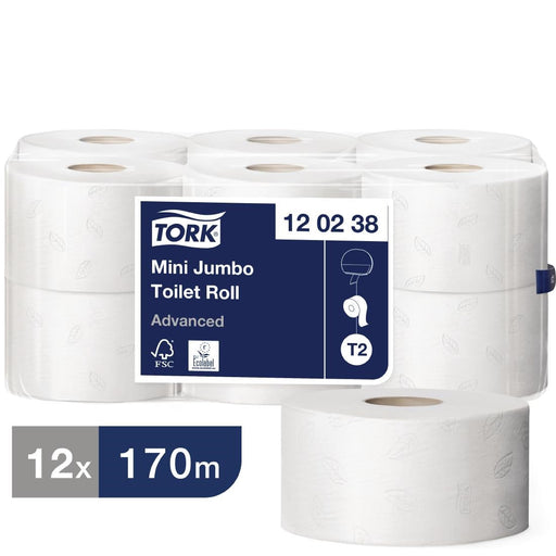Tork Mini Jumbo Toilet Paper 2-Ply 170m (12 Pack) Tork