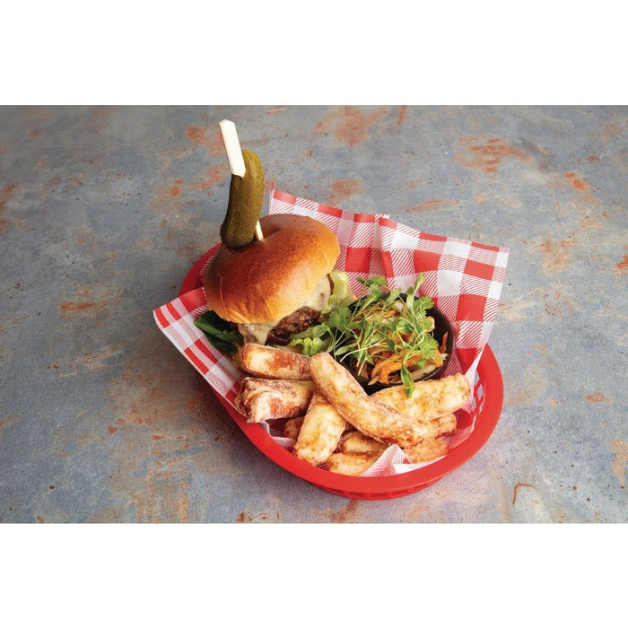 Fiesta Compostable Red Gingham Greaseproof Sheets 380x310mm (Pack 200) Fiesta Compostable