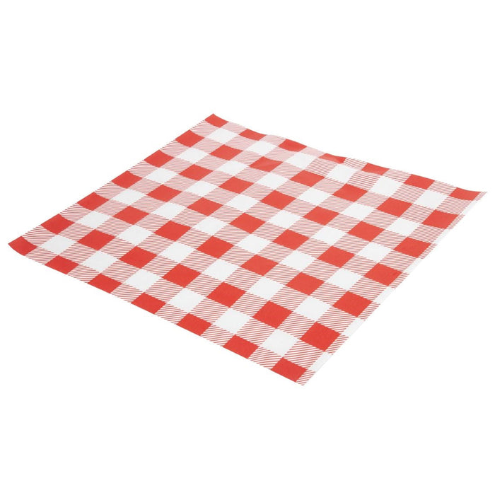 Greaseproof Paper Sheets Red Gingham 250 x 250mm (200 Pack) Chevler