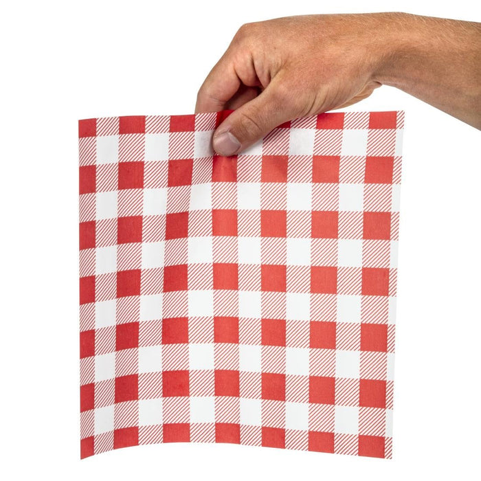 Fiesta Compostable Red Gingham Greaseproof Sheets 380x310mm (Pack 200) Fiesta Compostable
