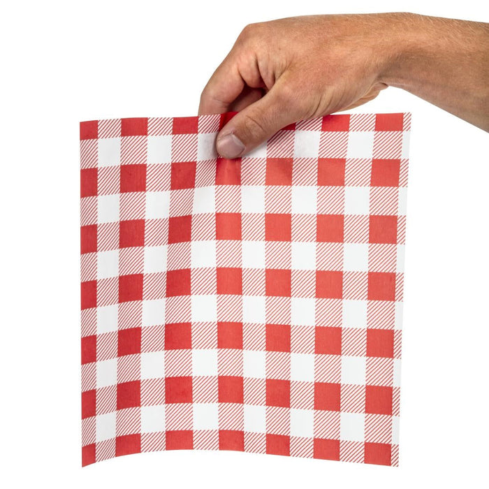 Fiesta Compostable Red Gingham Greaseproof Sheets 250x250mm (200 Pack) Fiesta Compostable
