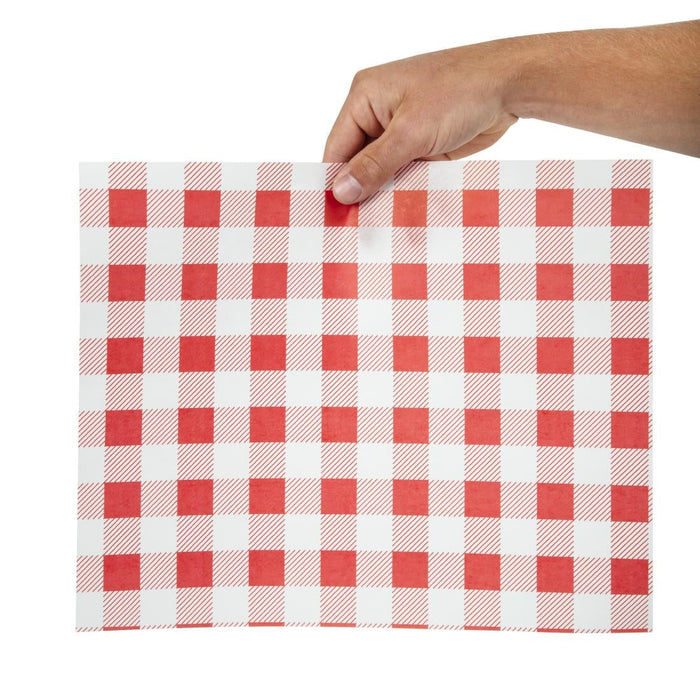 Greaseproof Paper Sheets Red Gingham 310 x 380mm (200 Pack) Chevler