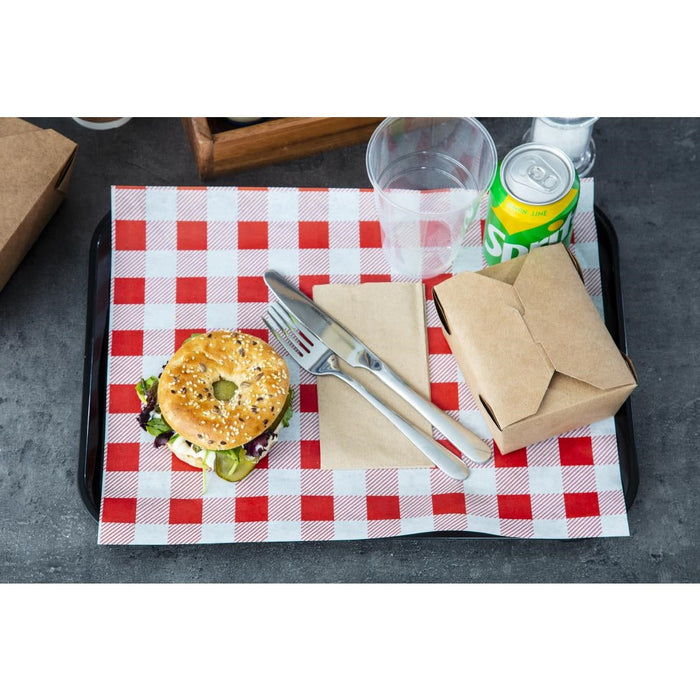 Greaseproof Paper Sheets Red Gingham 310 x 380mm (200 Pack) Chevler