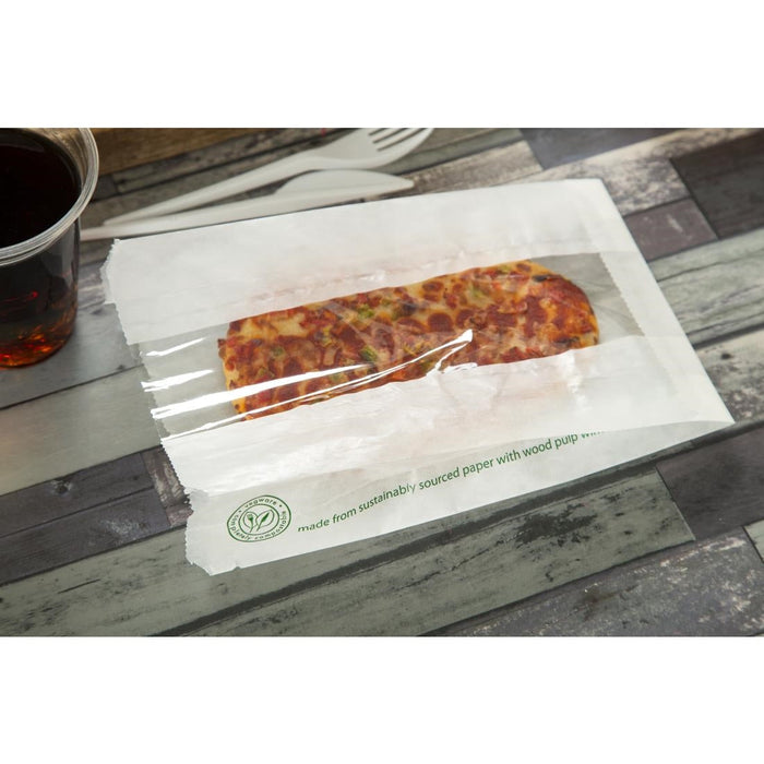 Vegware Compostable Glassine Hot Food Bags With NatureFlex Window Large (Pack of 500) Vegware