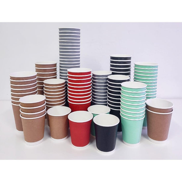 Fiesta Recyclable Coffee Cups Ripple Wall Red 340ml / 12oz (25 Pack) Fiesta Recyclable