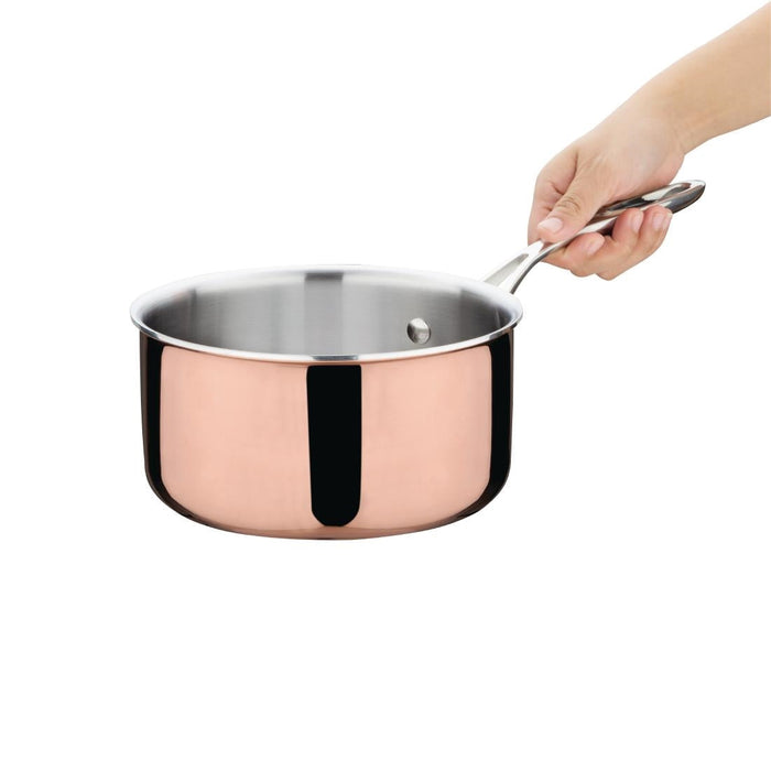 Vogue Copper Tri-Wall Saucepan 18cm Vogue