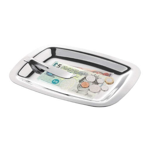 Olympia Square Stainless Steel Tip Tray With Bill Clip Olympia