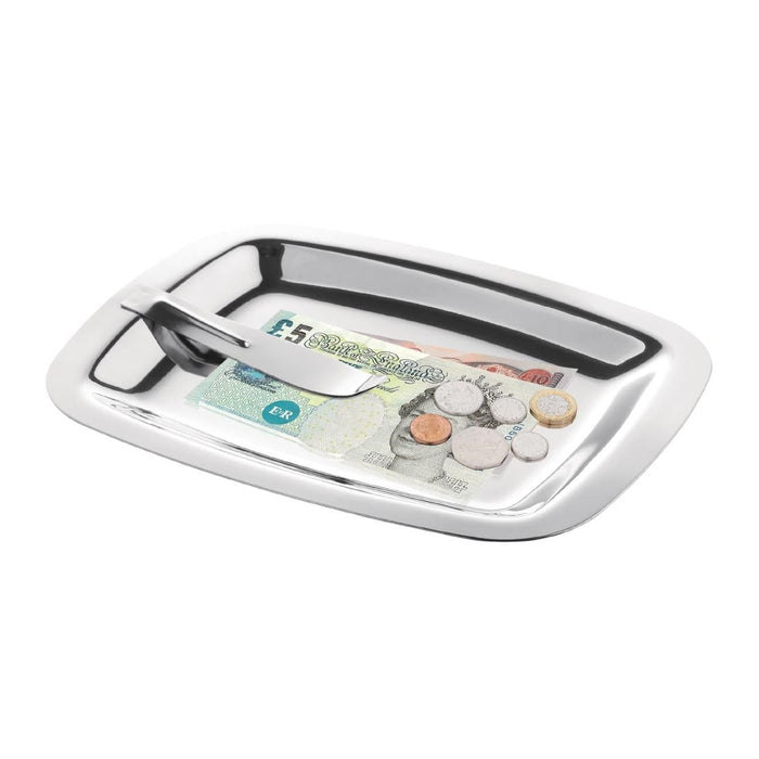 Olympia Square Stainless Steel Tip Tray With Bill Clip Olympia