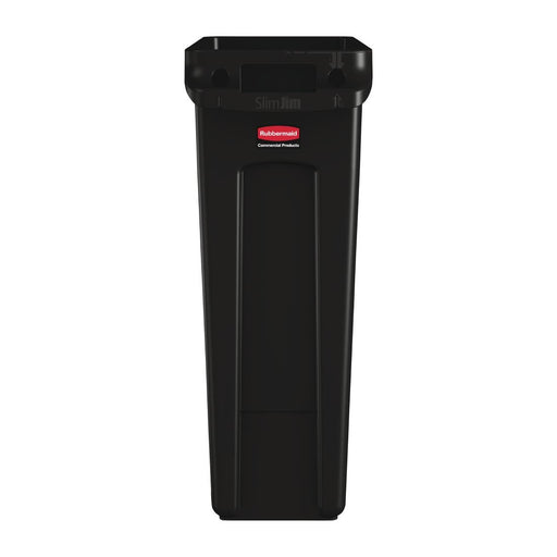 Rubbermaid Slim Jim Bin with Venting Channels Black 87Ltr Slim Jim