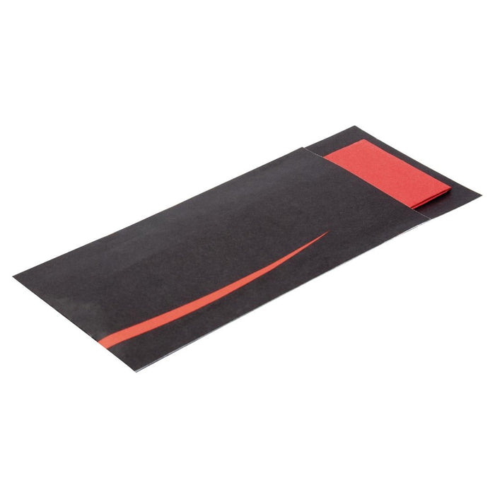 Pack Quantity: 100. Colour: Black Pouch & Red Napkin