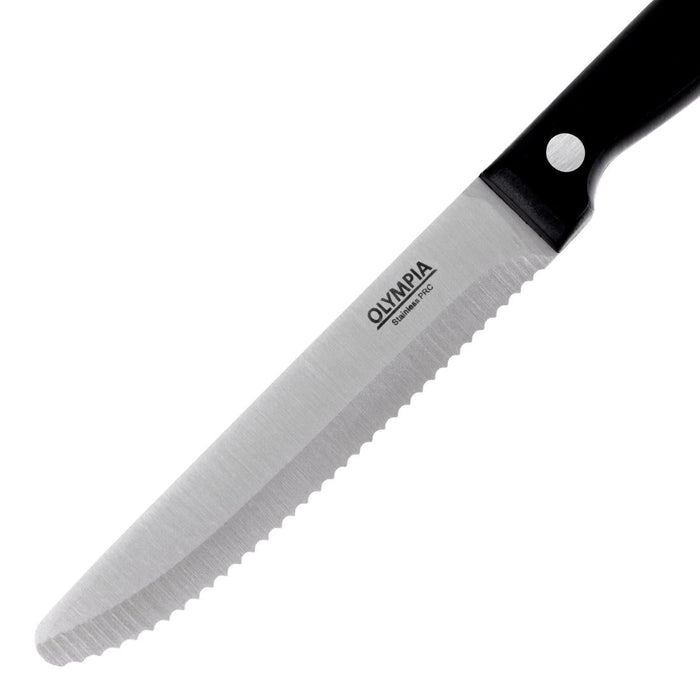 Olympia Rounded Steak Knife Black (12 Pack) Olympia