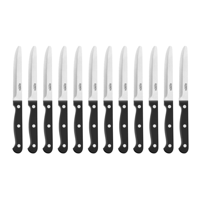 Olympia Rounded Steak Knife Black (12 Pack) Olympia