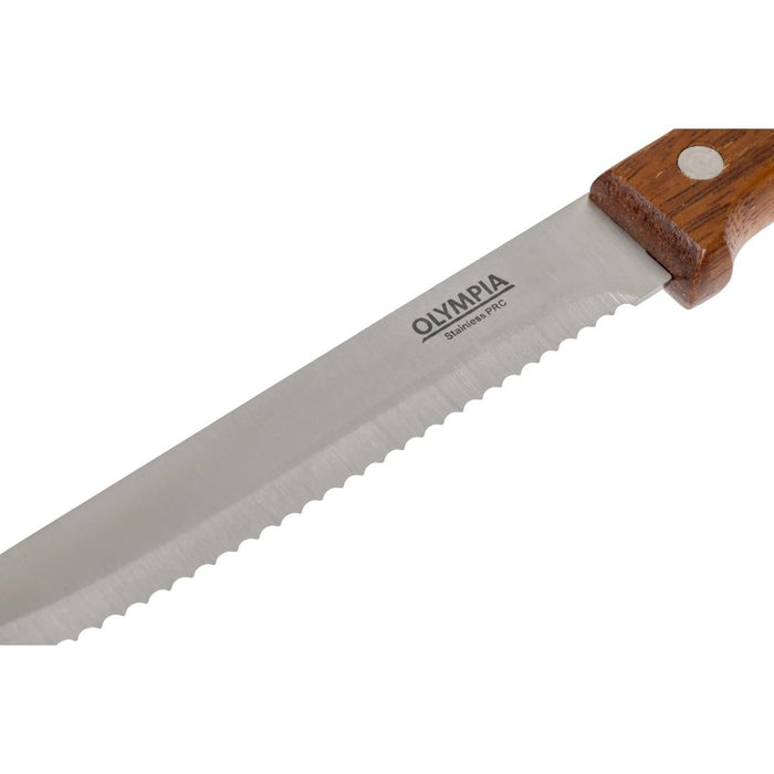 Olympia Rounded Steak Knives with Merbau Wood Handles (12 Pack) Olympia