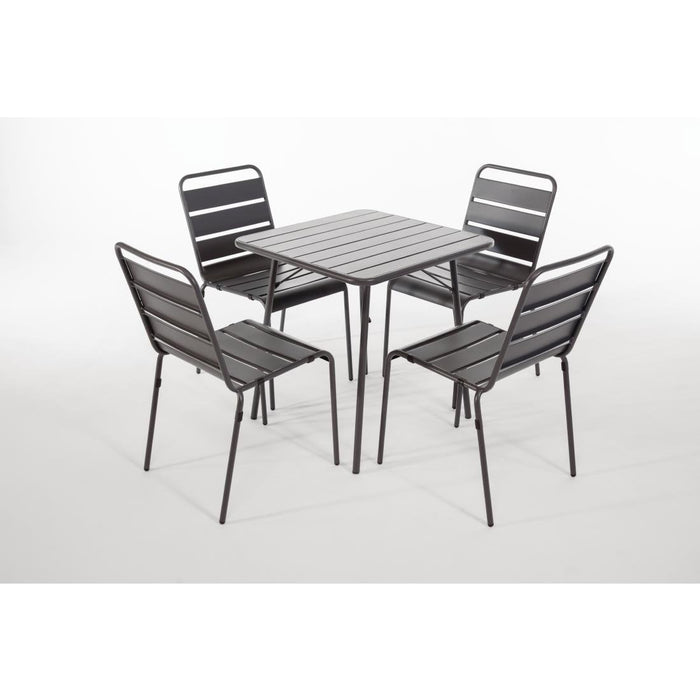Bolero Amalfi Slatted Square Steel Folding Table Grey 700mm Bolero