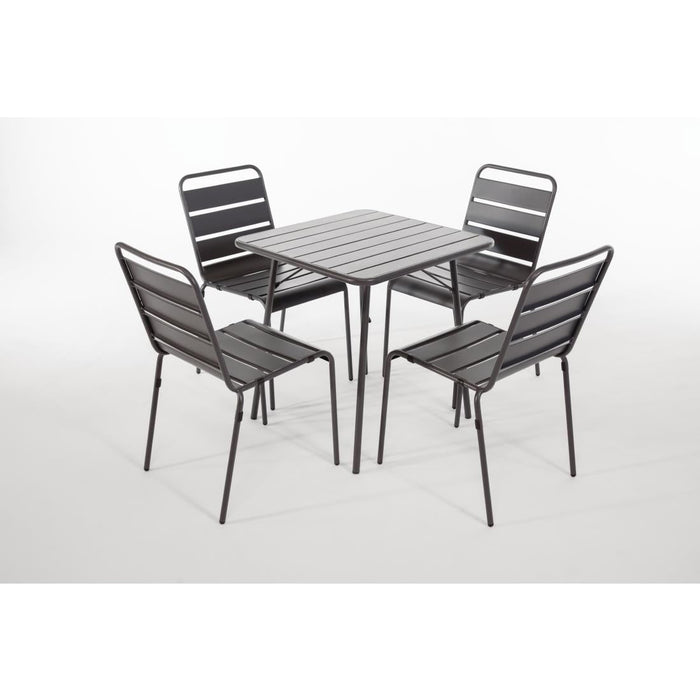 Bolero Amalfi Slatted Steel Side Chairs Grey (4 Pack) Bolero