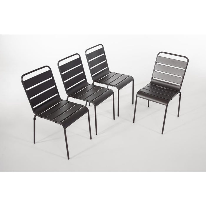 Bolero Amalfi Slatted Steel Side Chairs Grey (4 Pack) Bolero