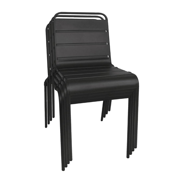Bolero Amalfi Slatted Steel Side Chairs Black (4 Pack) Bolero