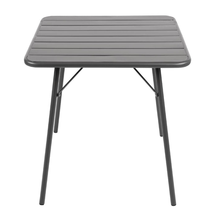 Bolero Amalfi Slatted Square Steel Folding Table Grey 700mm Bolero