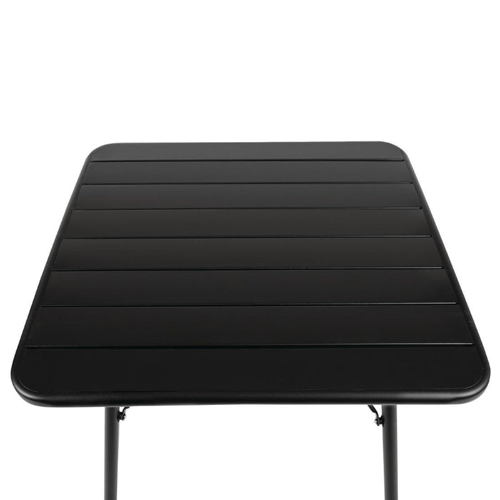 Bolero Amalfi Slatted Square Steel Folding Table Black 700mm Bolero