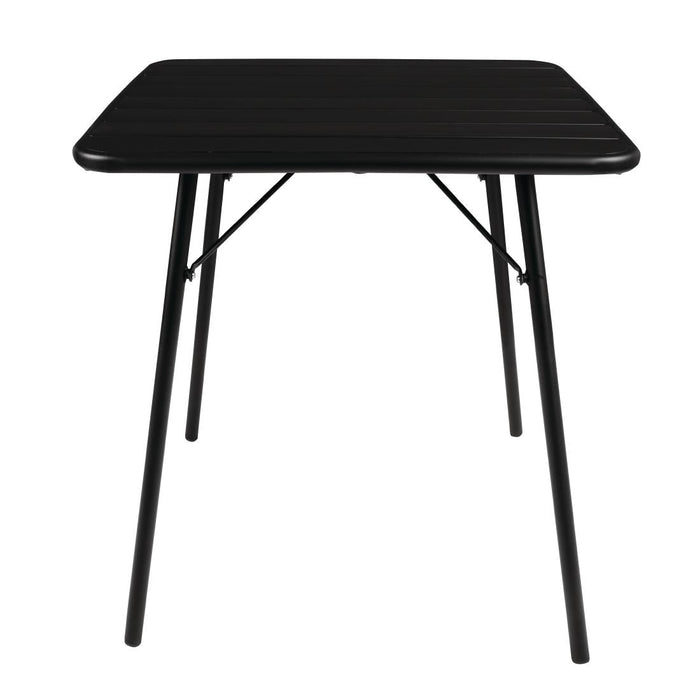Bolero Amalfi Slatted Square Steel Folding Table Black 700mm Bolero