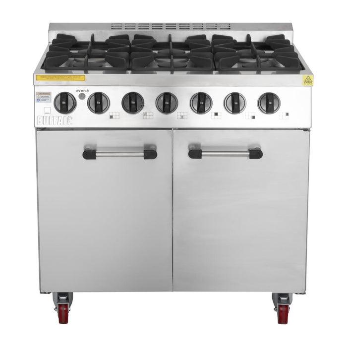 Buffalo 6 Burner Gas Oven Range with Castors Buffalo