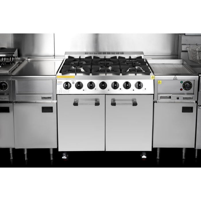 Buffalo 6 Burner Gas Oven Range with Castors Buffalo