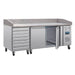 Polar U-Series Double Door Pizza Counter with Granite Top and Dough Drawers 290Ltr Polar