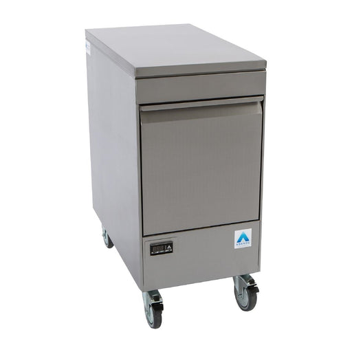 Capacity: 3x 1/1GN (1x 200mm, 2x 100mm) (64Ltr total). Double castors and solid top.