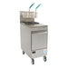 Capacity: 3x 1/1GN (1x 200mm, 2x 100mm) (64Ltr total). Double castors, solid top and fryer basket holder.