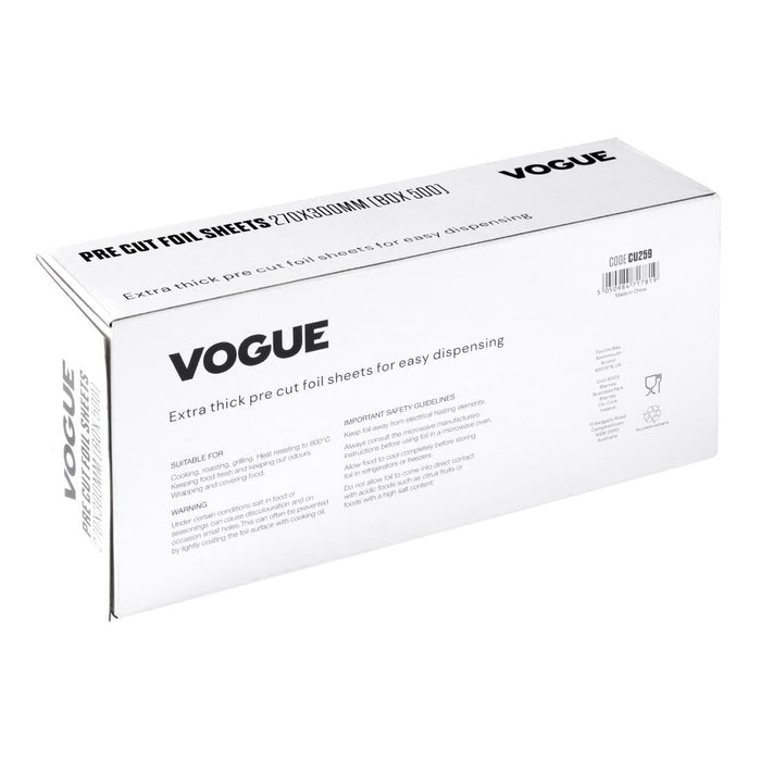 Vogue Aluminium Foil Sheets 270x300mm (500 Pack) Vogue