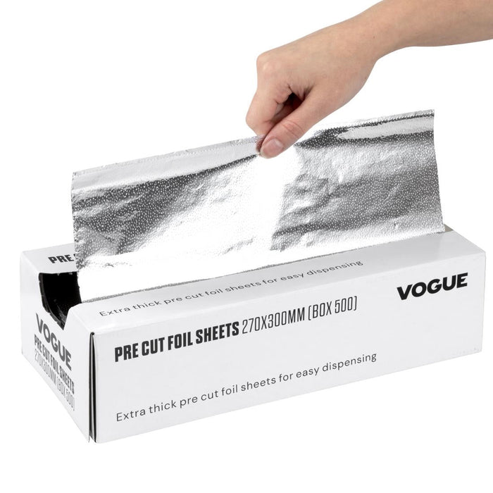 Vogue Aluminium Foil Sheets 270x300mm (500 Pack) Vogue