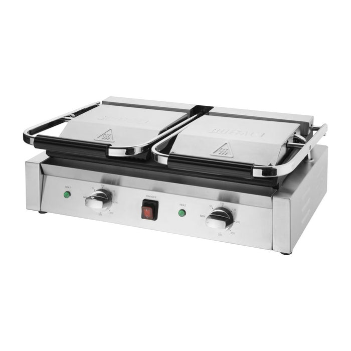 Power: 2.9kW. Double grill. Ribbed upper & lower plates