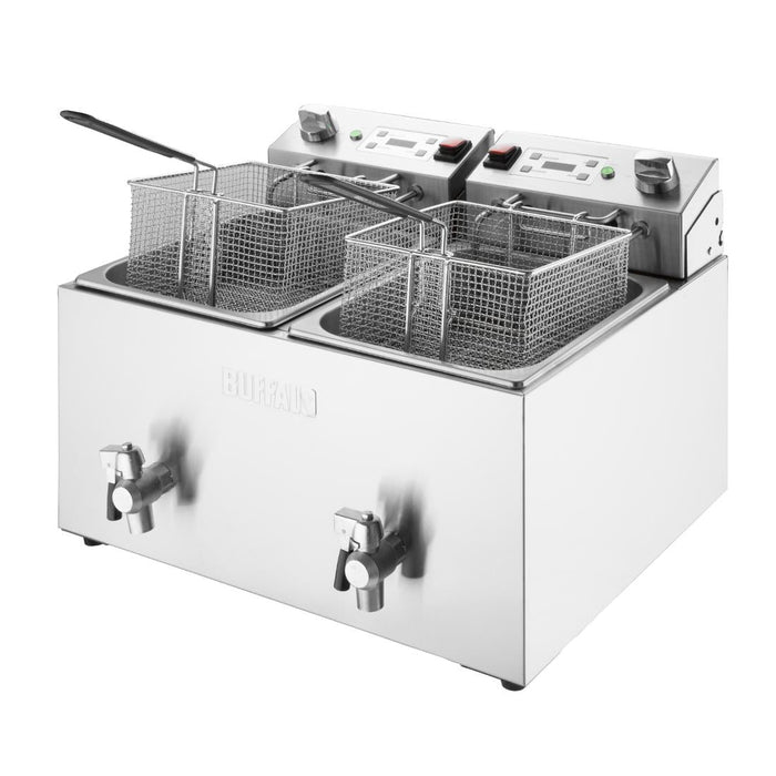 Buffalo Double Electric Fryer with Timer 2x8Ltr Buffalo