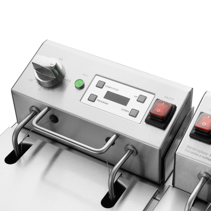 Buffalo Double Electric Fryer with Timer 2x8Ltr Buffalo