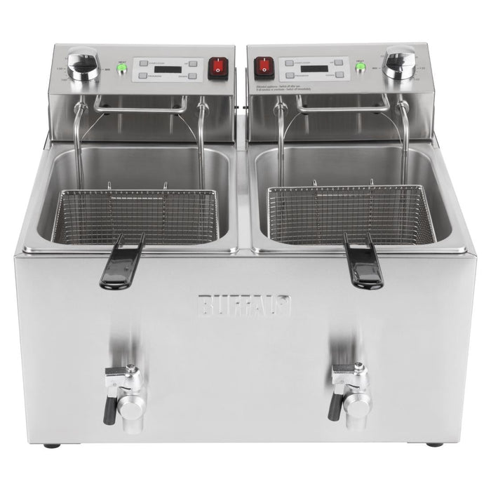 Buffalo Double Electric Fryer with Timer 2x8Ltr Buffalo