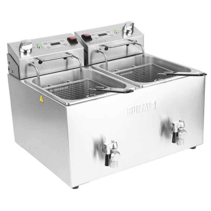 Buffalo Double Electric Fryer with Timer 2x8Ltr Buffalo
