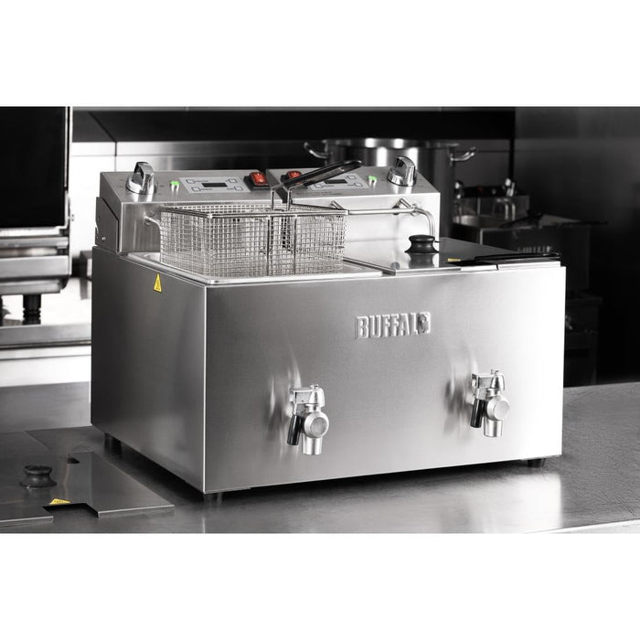 Buffalo Double Electric Fryer with Timer 2x8Ltr Buffalo