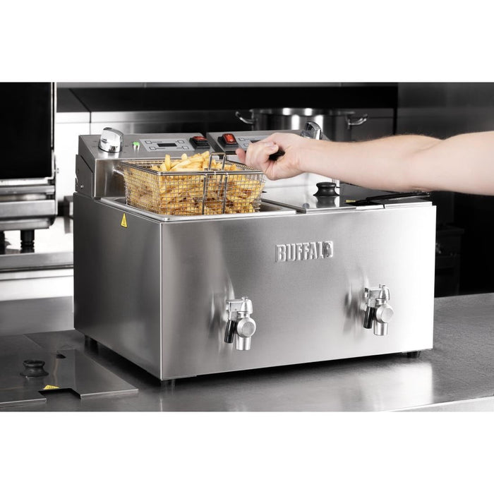 Buffalo Double Electric Fryer with Timer 2x8Ltr Buffalo