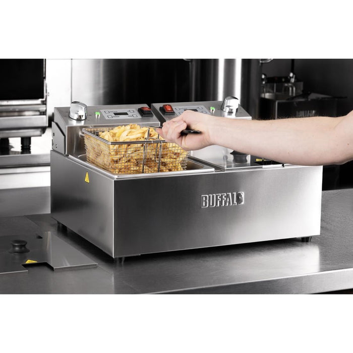 Buffalo  Double Electric Fryer with Timer 2x5Ltr Buffalo