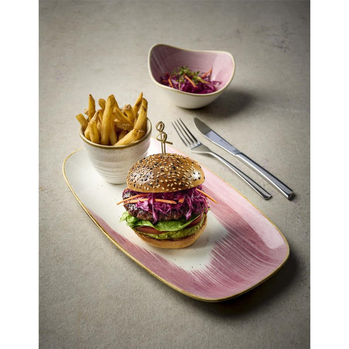 Churchill Stonecast Accents Chefs Oblong Plates Petal Pink 355x189mm (6 Pack) Churchill