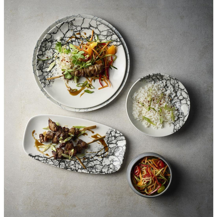 Churchill Kintsugi Accents Chefs Oblong Plates Quartz Black 355x189mm (6 Pack) Churchill