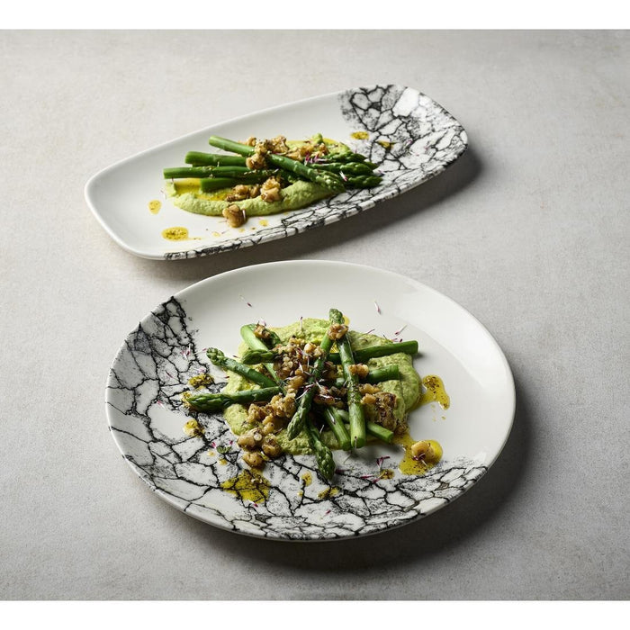Churchill Kintsugi Accents Chefs Oblong Plates Quartz Black 355x189mm (6 Pack) Churchill