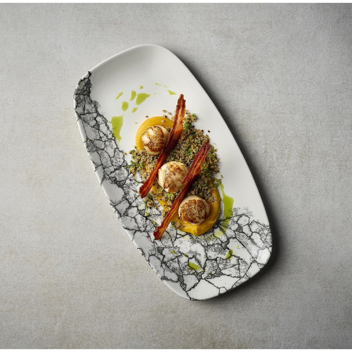Churchill Kintsugi Accents Chefs Oblong Plates Quartz Black 355x189mm (6 Pack) Churchill
