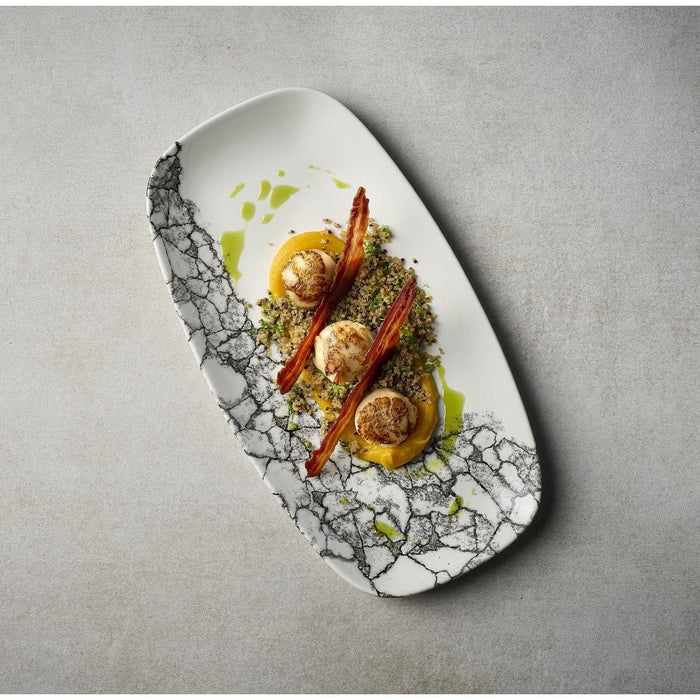 Churchill Kintsugi Accents Chefs Oblong Plates Quartz Black 298x153mm (12 Pack) Churchill