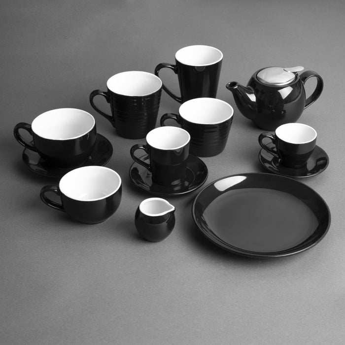 Olympia Cafe Coupe Plate Black - 200mm 8" (12 Pack) Olympia