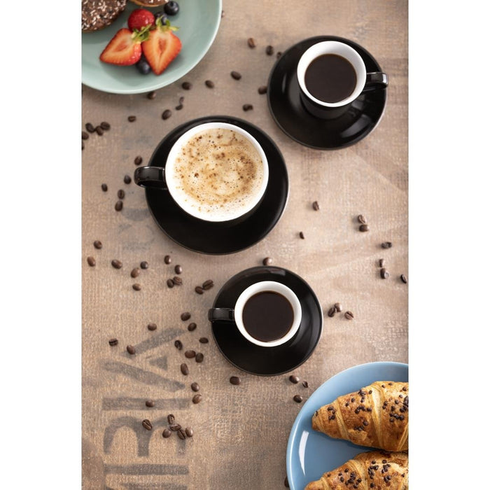 Olympia Cafe Flat White Cup Black - 170ml (12 Pack) Olympia