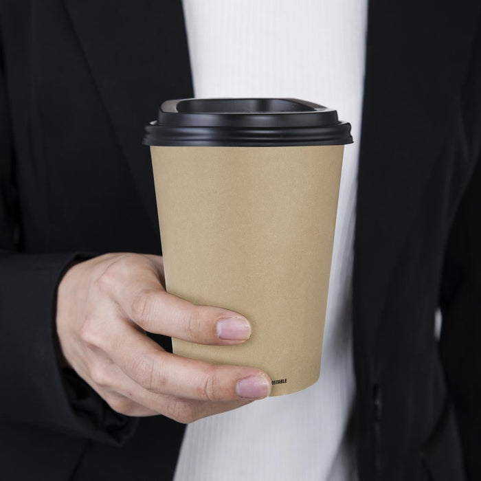Fiesta Compostable Coffee Cups Single Wall 12oz (50 Pack) Fiesta Compostable