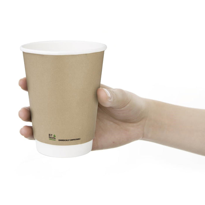 Fiesta Compostable Coffee Cups Double Wall 340ml (25 Pack) Fiesta Compostable